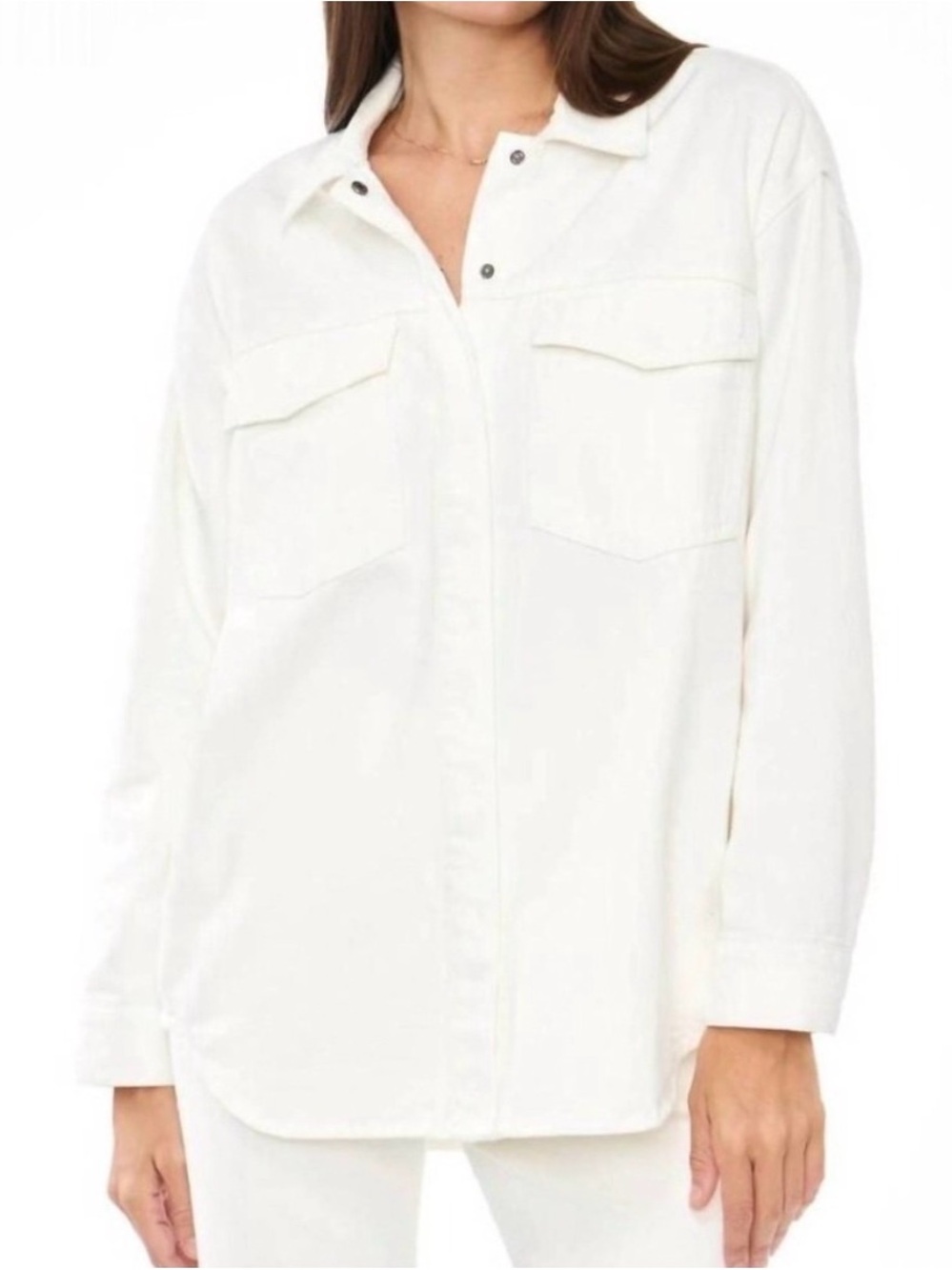 Pistola Mandy White Oversized Button-Down Utility Shirt